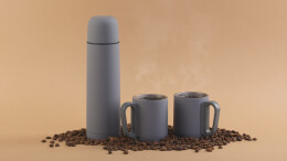 SOFTOUCH Набор "Гейзер" (термос, 2 кружки), покрытие soft touch серый