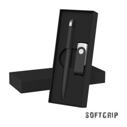 Chili Набор ручка + флеш-карта 16 Гб в футляре, покрытие softgrip черный