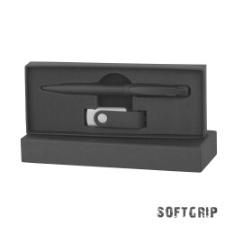 Chili Набор ручка + флеш-карта 16 Гб в футляре, покрытие softgrip черный