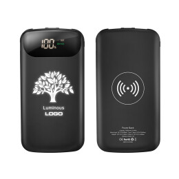 mid-oceangift Беспроводное зарядное устройство "Shine SOFTTOUCH", 8000 mAh с подсветкой логотипа и цифровым индикатором заряда