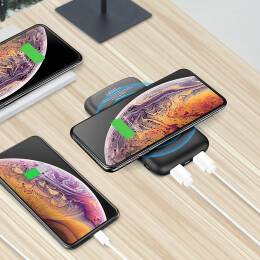 mid-oceangift Беспроводное зарядное устройство "Shine SOFTTOUCH", 8000 mAh с подсветкой логотипа и цифровым индикатором заряда