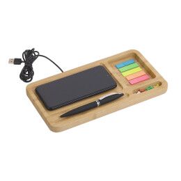 mid-oceangift Настольный органайзер "Woodstock" с беспроводным зарядным устройством, бамбук