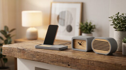 mid-oceangift Bluetooth-колонка "Stonehenge" 5Вт с беспроводным зарядным устройством, камень/бамбук