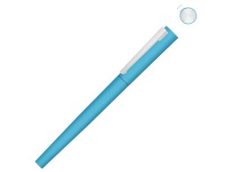 UMA Ручка металлическая роллер «Brush R GUM» soft-touch с зеркальной гравировкой, голубой