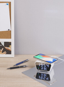 mid-oceangift Настольные часы "Smart Clock" с беспроводным (15W) зарядным устройством, будильником и термометром