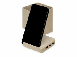 Разное Настольный органайзер Cubic из пшеничного волокна с функцией беспроводной зарядки и выходами USB