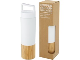 Avenue Torne Бутылка из нержавеющей стали объемом 540 мл с медной вакуумной изоляцией и внешней стенкой из бамбука, белый