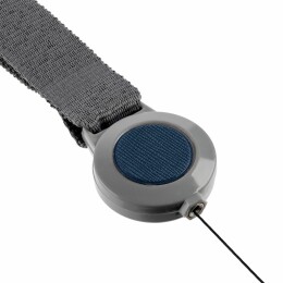 Разное Лента для бейджа с ретрактором Devon, серая с синим