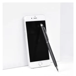 B1 TOUCHWRITER SOFT, ручка шариковая со стилусом для сенсорных экранов, черный/хром, металл/soft-touch