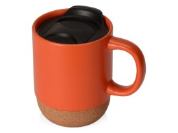 Разное Кружка Denpasar с пробковым дном и крышкой, цветная с двух сторон, оранжевый