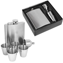 Happy gifts Набор: фляжка, 4 стопки, воронка; 17,8х15х4,5 см; 235 мл; металл; лазерная гравировка