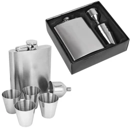 Happy gifts Набор: фляжка, 4 стопки, воронка; 17,8х15х4,5 см; 235 мл; металл; лазерная гравировка
