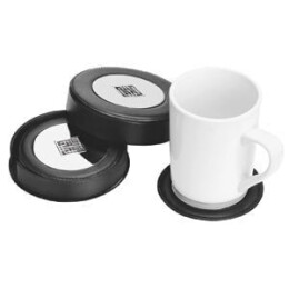 Sale 2014 Подставки под стаканы (4 шт.); 12х12х8см; металл, иск. кожа