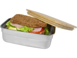 Seasons Tite Контейнер для обеда из нержавеющей стали с бамбуковой крышкой, серебристый