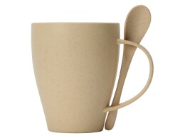 Разное Пшеничная кружка Nina с ложкой, 300ml, бежевый