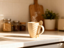 Разное Пшеничная кружка Nina с ложкой, 300ml, бежевый