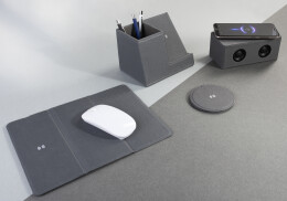 mid-oceangift Настольное беспроводное зарядное устройство "Cool Gray", переработанный пластик (RPET)