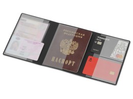 Разное Обложка на магнитах для автодокументов и паспорта "Favor", черная