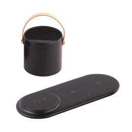 mid-oceangift Настольная беспроводная (15W) зарядная станция "Blacksmith" с bluetooth колонкой с подсветкой логотипа