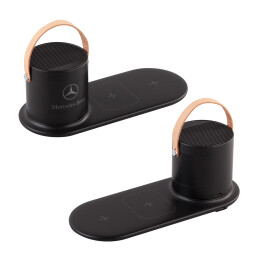 mid-oceangift Настольная беспроводная (15W) зарядная станция "Blacksmith" с bluetooth колонкой с подсветкой логотипа