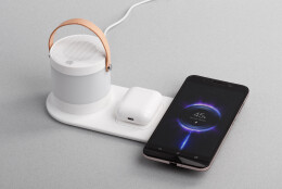 mid-oceangift Настольная беспроводная (15W) зарядная станция "Smart Home" с bluetooth колонкой-лампой