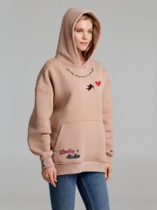 CoolColor Худи оверсайз с термонаклейками Lucky Strike, бежевое