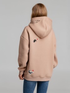CoolColor Худи оверсайз с термонаклейками Lucky Strike, бежевое