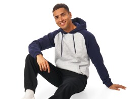 US Basic Толстовка с капюшоном «Dublin» мужская, темно-синий/серый меланж
