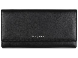 bugatti Кошелёк женский BUGATTI Lady Top, чёрный, натуральная воловья кожа, 20х2,5х10,5 см