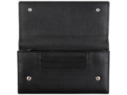 bugatti Кошелёк женский BUGATTI Lady Top, чёрный, натуральная воловья кожа, 20х2,5х10,5 см