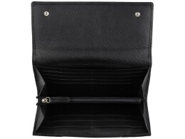 bugatti Кошелёк женский BUGATTI Lady Top, чёрный, натуральная воловья кожа, 20х2,5х10,5 см