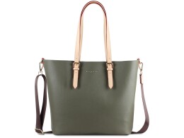 bugatti Сумка-шоппер BUGATTI Ella, оливковая, полиуретан, 47,5х12х32 см