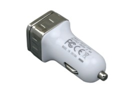 Разное Автомобильная зарядка CC-03, 2 USB порта, квадратное основание для логотипа, серебро