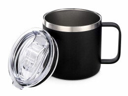 Waterline Кружка стальная Alaska с крышкой слайдером, powder coating, черный