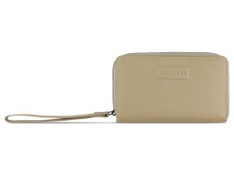 bugatti Кошелёк женский BUGATTI Elsa, с защитой RFID, песочного цвета, воловья кожа/полиэстер, 15,5х3х9,5 см