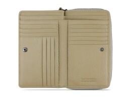 bugatti Кошелёк женский BUGATTI Elsa, с защитой RFID, песочного цвета, воловья кожа/полиэстер, 15,5х3х9,5 см