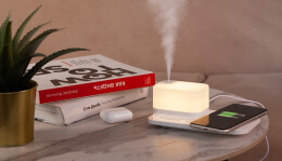 mid-oceangift Настольная беспроводная (15W) зарядная станция "Smart Base" с увлажнителем и лампой