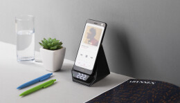 mid-oceangift Настольные часы "Smart Pyramid" с bluetooth колонкой (3Вт) и беспроводным (15W) зарядным устройством, с подсветкой логотипа