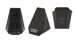mid-oceangift Настольные часы "Smart Pyramid" с bluetooth колонкой (3Вт) и беспроводным (15W) зарядным устройством, с подсветкой логотипа