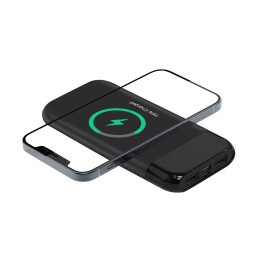 mid-oceangift Беспроводное зарядное устройство "ShineMax SOFTTOUCH", 10000 mAh с подсветкой логотипа и цифровым индикатором заряда