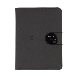 POWERFOLIO Папка А5 с беспроводным (10W) ЗУ 5000 mAh, с функцией MagSafe, сенсорным дисплеем с подсветкой логотипа и блокнотом