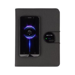 POWERFOLIO Папка А5 с беспроводным (10W) ЗУ 5000 mAh, с функцией MagSafe, сенсорным дисплеем с подсветкой логотипа и блокнотом