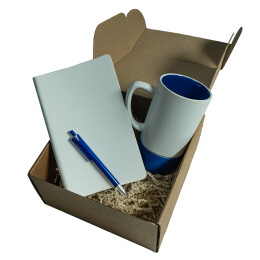 Happy gifts Набор подарочный ARTKITS: ежедневник, ручка, кружка с цветным дном, стружка, коробка, синий