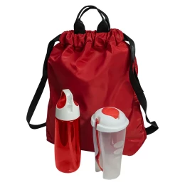 Happy gifts Набор подарочный FITKIT: бутылка для воды, контейнер для еды, рюкзак, красный