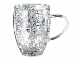 Eat & Bite Кружка с двойными стенками с блестками, 360 мл, серебристый