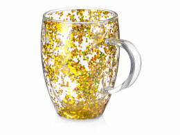 Eat & Bite Кружка с двойными стенками с блестками, 360 мл, золотистый