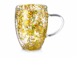 Eat & Bite Кружка с двойными стенками с блестками, 360 мл, золотистый