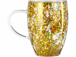 Eat & Bite Кружка с двойными стенками с блестками, 360 мл, золотистый