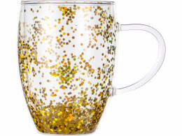 Eat & Bite Кружка с двойными стенками с блестками, 360 мл, золотистый