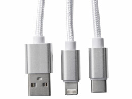 Разное Кабель для зарядки «Tres» с брелоком, серый